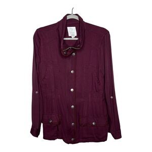 Full Tilt Womens Jacket Size XL Maroon Casual Cotton Viscose Full Zip Pockets
